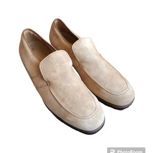 Vintage Hush Puppies Suede Slip On Shoes Men's Size 16 M Tan Leather Loafers